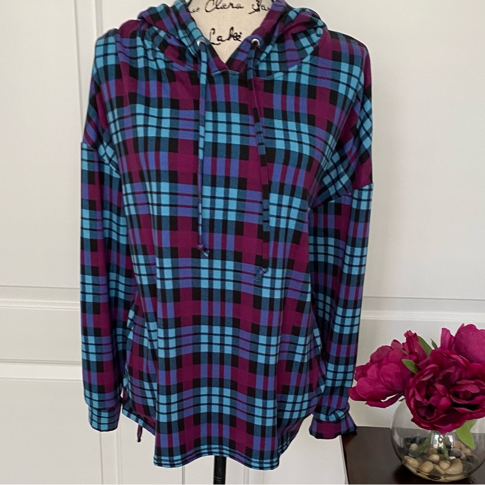 Eye Candy super soft plaid hoodie 1X